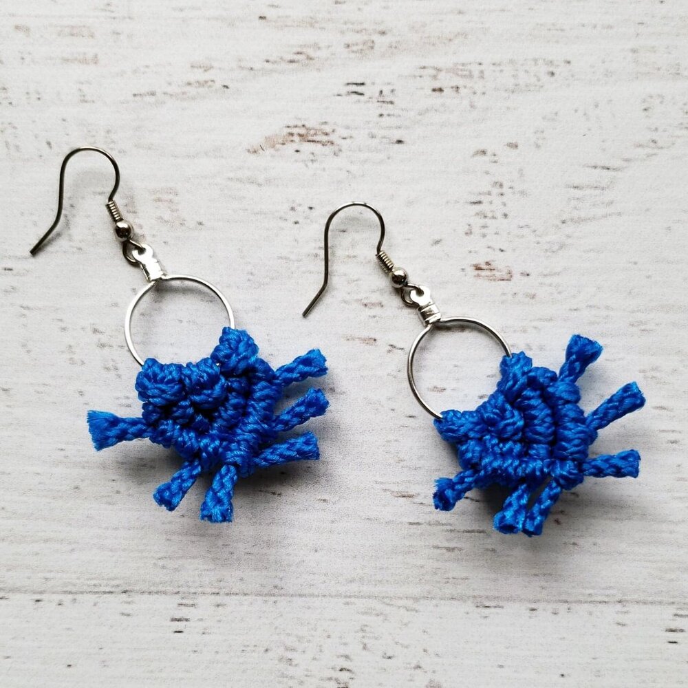 BRAND NEW! Blue Macrame Earrings